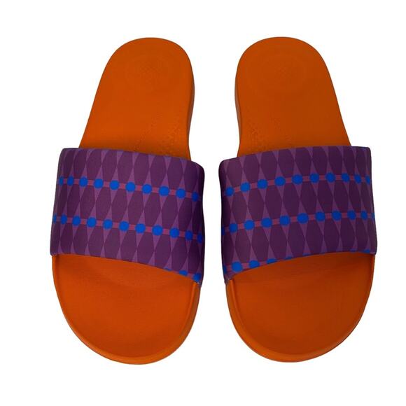 Fitflop Iqushion X Yinka Ilori Men\'s Violet Blue Haze Slide Sandal Shoes Size 12 main image 4